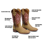 Women's Genuine Leather Western Cowgirl Boots Rodeo Square Toe Botas Vaqueras