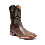 Men's Brown Genuine Leather Western Cowboy Boots Rodeo Square Toe Botas Vaqueras