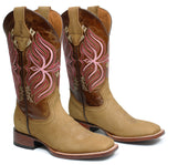 Women's Genuine Leather Western Cowgirl Boots Rodeo Square Toe Botas Vaqueras