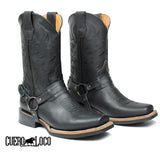 Men's Genuine Leather Cowboy Biker Boots Retro Riding Boots Botas Vaqueras