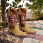 Women's Genuine Leather Western Cowgirl Boots Rodeo Square Toe Botas Vaqueras