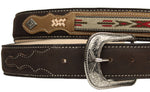 100% Genuine Leather Chocolate Nubuck Cowgirl Cowboy Belt Cinto Vaquero Rodeo Belt