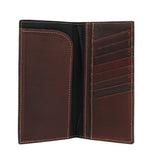 Cowboy Cowgirl Long Genuine Leather Wallet Western Bi-Fold Check Book Cowboy Rodeo Wallet