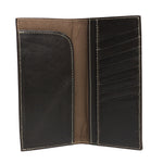 Cowboy Cowgirl Long Genuine Leather Wallet Western Bi-Fold Check Book Cowboy Rodeo Wallet