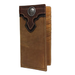 Cowboy Cowgirl Long Genuine Leather Wallet Western Bi-Fold Check Book Cowboy Rodeo Wallet