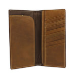 Cowboy Cowgirl Long Genuine Leather Wallet Western Bi-Fold Check Book Cowboy Rodeo Wallet