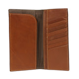 Cowboy Cowgirl Long Genuine Leather Wallet Western Bi-Fold Check Book Cowboy Rodeo Wallet