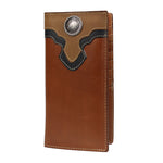 Cowboy Cowgirl Long Genuine Leather Wallet Western Bi-Fold Check Book Cowboy Rodeo Wallet