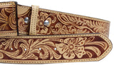 100% Leather Cowboy Cowgirl Belt Hand Tooled Western Style Belt Cinto Vaquero