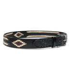 100% Black Leather Cowgirl Cowboy Belt Tooled Knitted Western Style Belt Cinto Vaquero