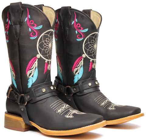 Sunflower Genuine Leather Western Cowgirl Boots Snip Toe Girasol