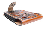 Hand Tooled Western Cowboy Cell Phone Holder Case 100% Leather