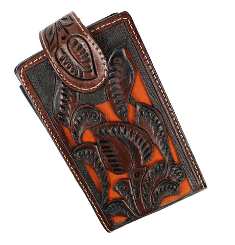 Hand Tooled Western Cowboy Cell Phone Holder Case 100% Leather