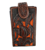 Hand Tooled Western Cowboy Cell Phone Holder Case 100% Leather