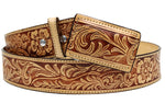 100% Leather Cowboy Cowgirl Belt Hand Tooled Western Style Belt Cinto Vaquero