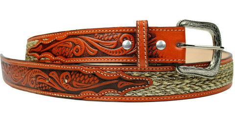 100% Honey Leather Cowgirl Cowboy Belt Hand Tooled Western Style Belt Cinto Vaquero