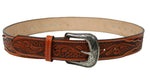 100% Leather Honey Cowboy Cowgirl Belt Hand Tooled Western Style Belt Cinto Vaquero