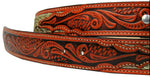 100% Honey Leather Cowgirl Cowboy Belt Hand Tooled Western Style Belt Cinto Vaquero