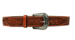 100% Leather Honey Cowboy Cowgirl Belt Hand Tooled Western Style Belt Cinto Vaquero