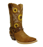 Sunflower Genuine Leather Western Cowgirl Boots Square Toe Botas Vaqueras