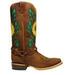 Sunflower Genuine Leather Western Cowgirl Boots Square Toe Botas Vaqueras