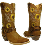 Sunflower Genuine Leather Western Cowgirl Boots Square Toe Botas Vaqueras