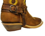 Sunflower Genuine Leather Western Cowgirl Boots Square Toe Botas Vaqueras