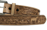 100% Natural Leather Cowgirl Cowboy Belt Hand Tooled Praying Cowboy Belt Cinto Vaquero