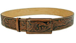 100% Leather Brown Cowboy Cowgirl Belt Hand Tooled Western Style Belt Cinto Vaquero