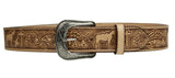 100% Natural Leather Cowgirl Cowboy Belt Hand Tooled Praying Cowboy Belt Cinto Vaquero