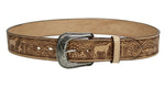 100% Natural Leather Cowgirl Cowboy Belt Hand Tooled Praying Cowboy Belt Cinto Vaquero