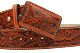 100% Leather Honey Cowboy Cowgirl Belt Hand Tooled Western Style Belt Cinto Vaquero