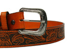 100% Honey Leather Cowgirl Cowboy Belt Hand Tooled Western Style Belt Cinto Vaquero