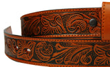 100% Honey Leather Cowgirl Cowboy Belt Hand Tooled Western Style Belt Cinto Vaquero