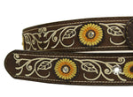 Cowgirl Belt 100% Genuine Leather Brown Sunflower Rhinestone Cinto Vaquero Rodeo Belt