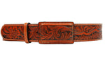 100% Leather Honey Cowboy Cowgirl Belt Hand Tooled Western Style Belt Cinto Vaquero