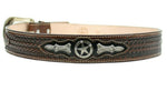 100% Leather Brown Cowboy Cowgirl Belt Hand Tooled Western Style Belt Cinto Vaquero