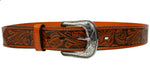 100% Honey Leather Cowgirl Cowboy Belt Hand Tooled Western Style Belt Cinto Vaquero