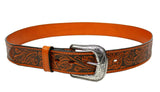 100% Honey Leather Cowgirl Cowboy Belt Hand Tooled Western Style Belt Cinto Vaquero