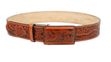 100% Leather Honey Cowboy Cowgirl Belt Hand Tooled Western Style Belt Cinto Vaquero