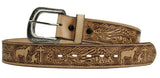 100% Natural Leather Cowgirl Cowboy Belt Hand Tooled Praying Cowboy Belt Cinto Vaquero